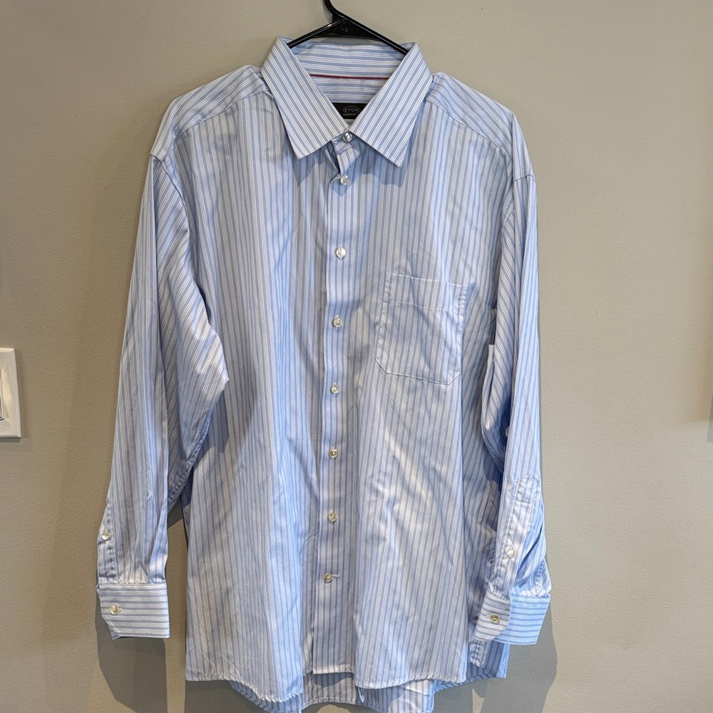 Eton Light Blue Striped Dress Shirt